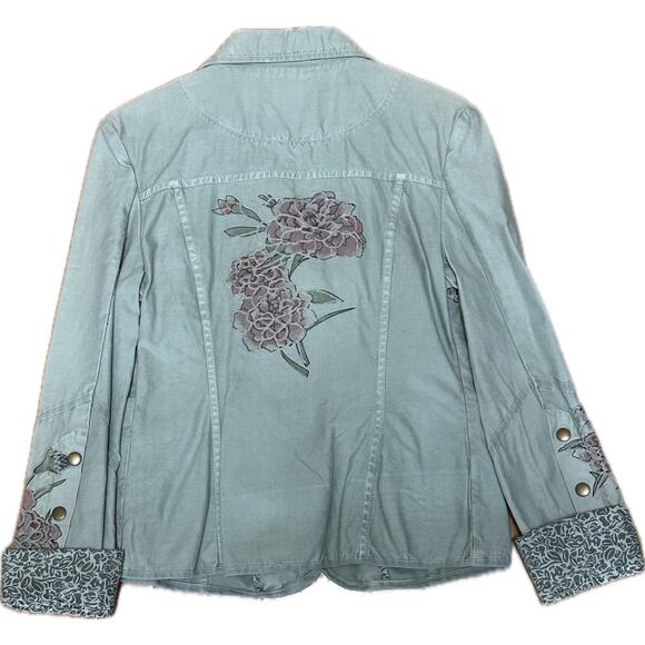 Urban Tribe Floral Embroidered Utility Jacket Green Size Small NWT - Picture 2 of 11